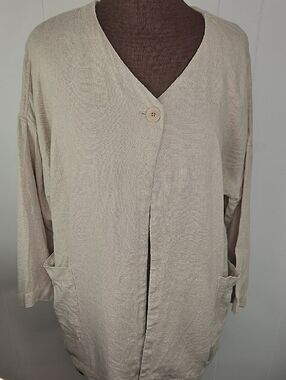 Eileen Fisher 100% Linen Jacket Shacket Summer Size XL